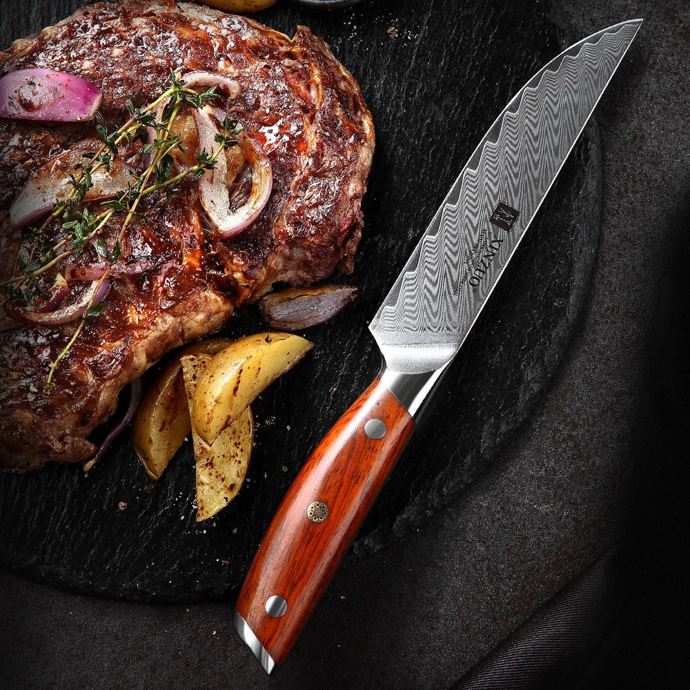 Couteau à steak XINZUO damassé à manche en palissandre