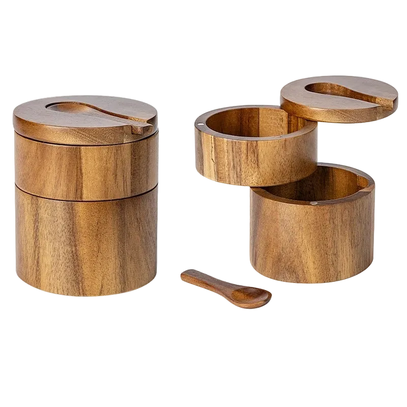 Boîte à sel en acacia – Deux étages