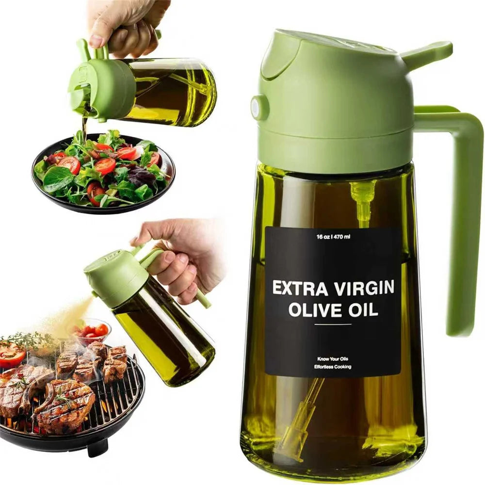 Huilier vaporisateur 2 en 1, tête vert olive