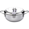 Marmite à friture en inox 304, thermomètre et couvercle-grille