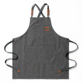 Tablier de cuisine en toile de coton, bretelles croisées et poches — Gris anthracite