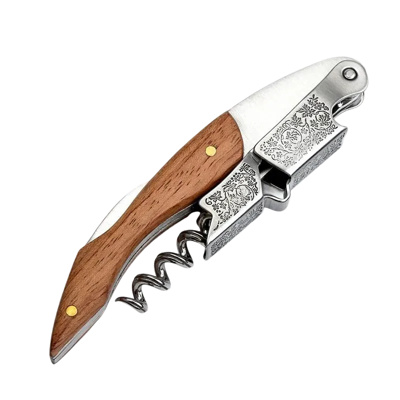 Tire-bouchon limonadier en inox et bois